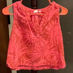 GAP Red/Pink Floral V-Neck Tank Top